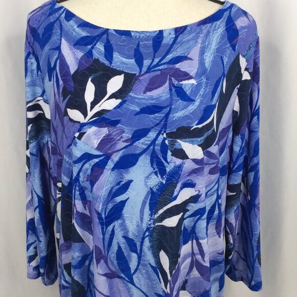 JM Collection Stretch Knit Top Womens Plus Size 2X Purple 3/4 Sleeve Side Tie - Picture 6 of 7